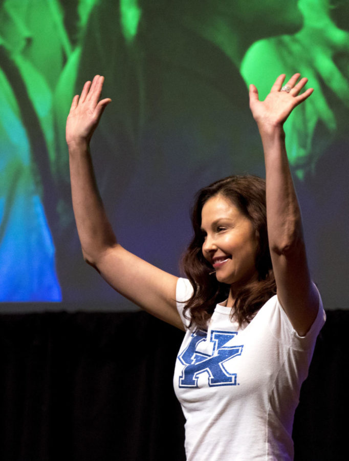 UK alumna Ashley Judd spoke to students, faculty and staff for the 14th annual Irma Sarett Rosenstein lecture at the Singletary Center on Friday, December 1, 2017 in Lexington, Kentucky. Photo by Arden Barnes | Staff