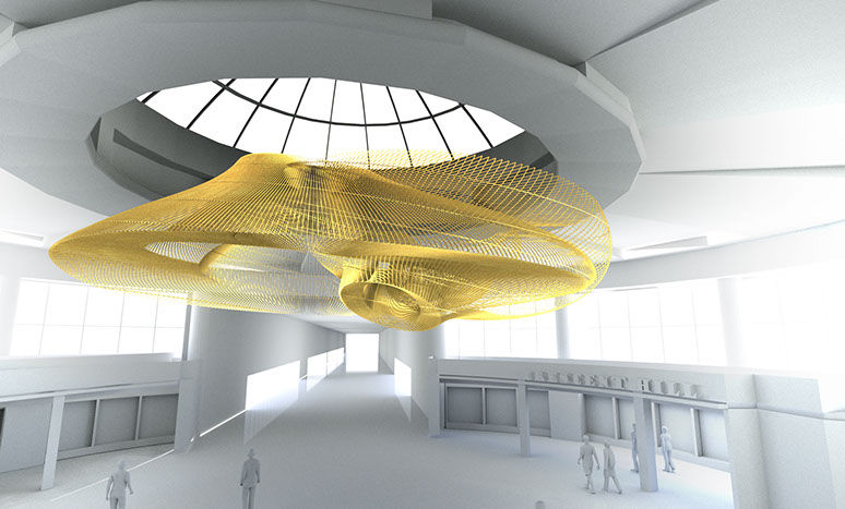 UK School of Architecture professors Mike McKay and Liz Swanson designed the sculpture that will hang in the Louisville International Airport.  