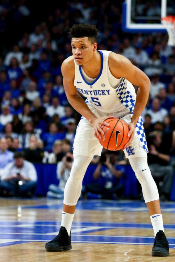 Kentucky freshman forward Kevin Knox looks for a pass game against Texas A&M on Tuesday, January 9, 2018 in Lexington, Kentucky. Kentucky won 74-73. Photo by Arden Barnes | Staff