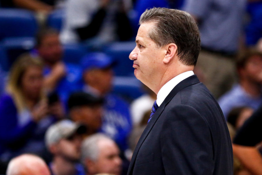 Kentucky+head+coach+John+Calipari+reacts+to+Kentuckys+loss+against+UCLA+during+the+CBS+Sports+Classic+on+Saturday%2C+December+23%2C+2017+in+New+Orleans%2C+Louisiana.+Kentucky+was+defeated+83-75.+Photo+by+Arden+Barnes+%7C+Staff
