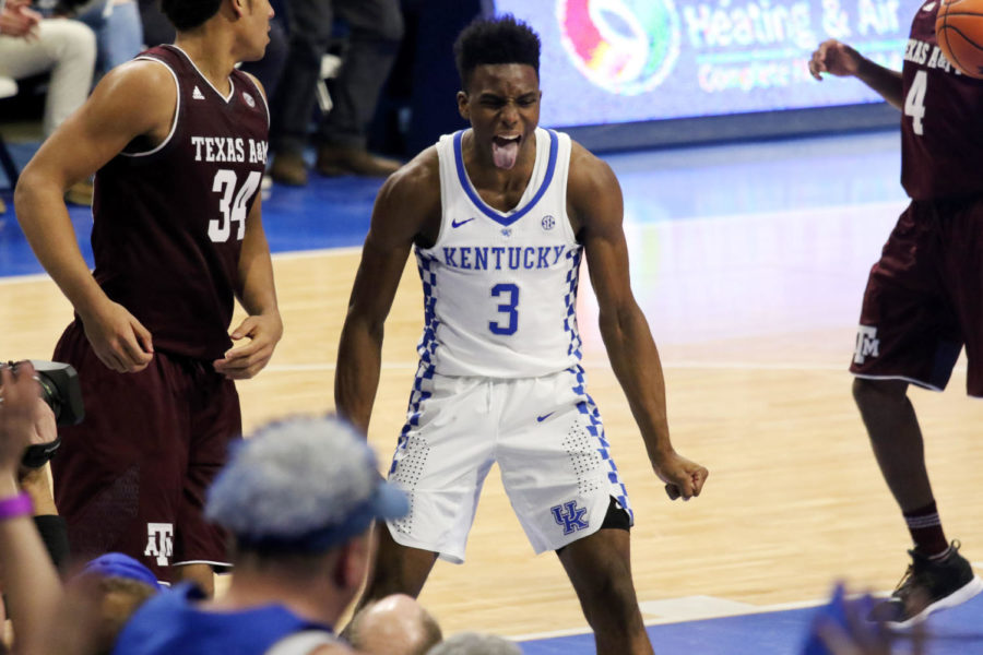 Freshman+guard+Hamidou+Diallo+celebrates+after+a+dunk+during+the+game+against+Texas+A%26amp%3BM+on+Tuesday%2C+January+9%2C+2018+in+Lexington%2C+Ky.+Kentucky+won+the+game+74-73.+Photo+by+Hunter+Mitchell.