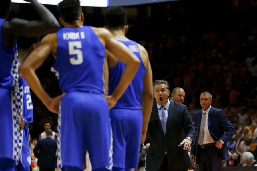 Kentucky+Wildcats+Head+Coach+John+Calipari+yells+at+his+team+during+the+second+half+of+the+game+against+the+Tennessee+Volunteers+at+Thompson-Boling+Arena+on+Saturday%2C+January+6%2C+2017+in+Knoxville%2C+TN.+Photo+by+Addison+Coffey+%7C+Staff.