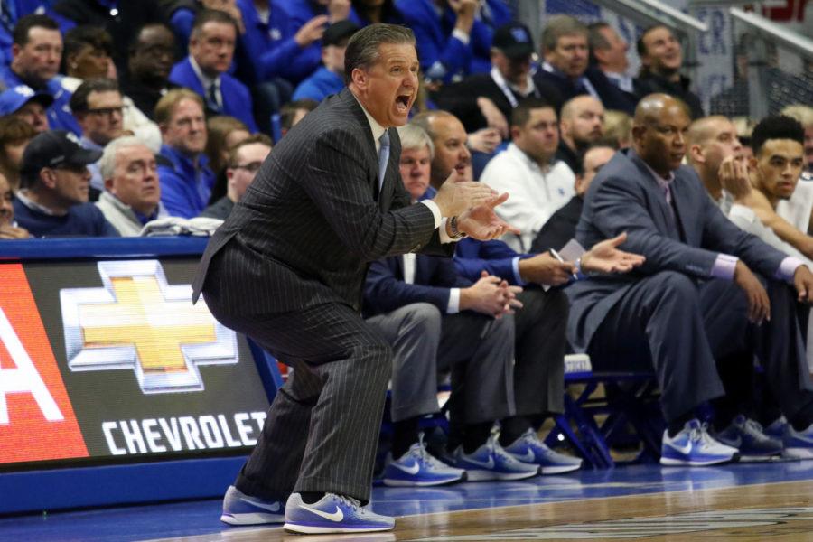 Head+coach+John+Calipari+claps+his+hands+to+fire+up+his+team+during+the+game+against+Mississippi+State+on+Tuesday%2C+January+23%2C+2018+in+Lexington%2C+Ky.+Kentucky+won+the+game+78-65.+Photo+by+Hunter+Mitchell.