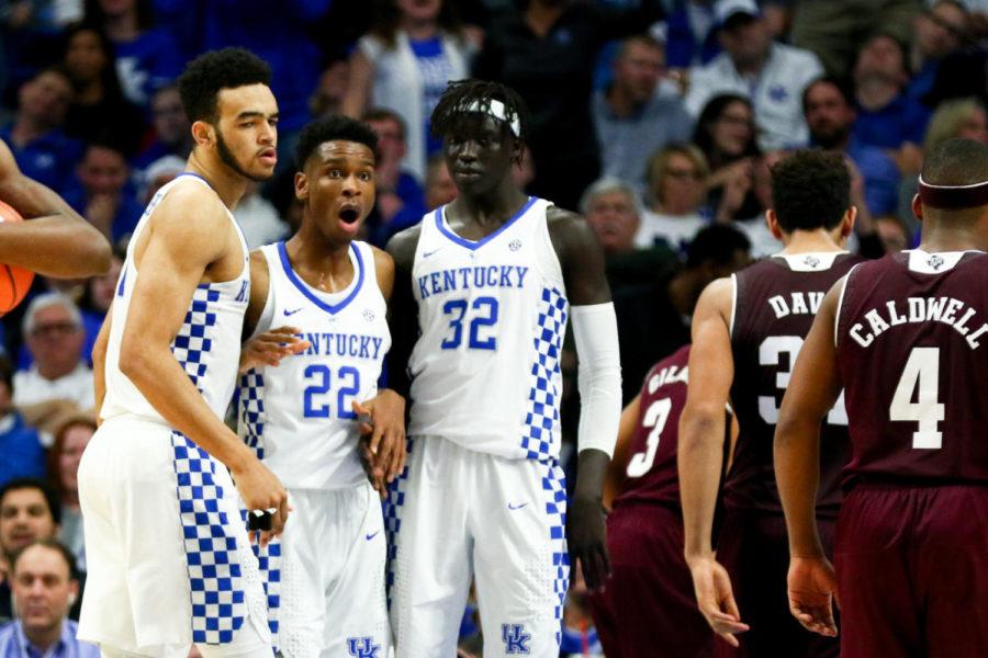Kentucky+freshman+guard+Shai+Gilgeous-Alexander+reacts+to+a+referees+foul+call+on+him+during+the+game+against+Texas+A%26amp%3BM+on+Tuesday%2C+January+9%2C+2018+in+Lexington%2C+Kentucky.+Kentucky+won+74-73.+Photo+by+Arden+Barnes+%7C+Staff