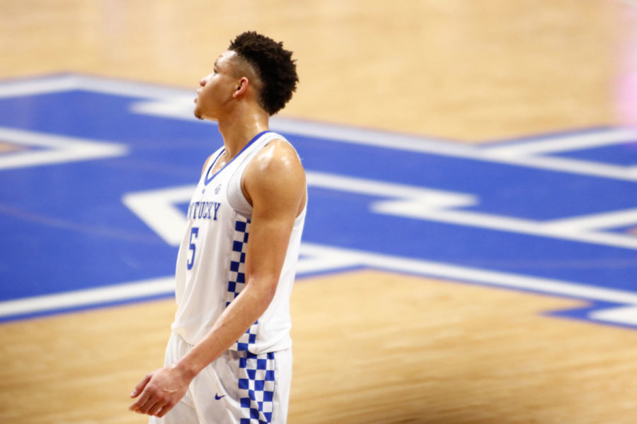 Kentucky+freshman+forward+Kevin+Knox+walks+off+the+court+during+the+game+against+Missouri+at+Rupp+Arena+on+Saturday%2C+February+24%2C+2018+in+Lexington%2C+Ky.+Kentucky+won+88-66.+Photo+by+Arden+Barnes+%7C+Staff