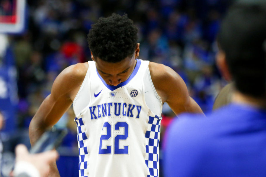 Kentucky+freshman+guard+Shai+Gilgeous-Alexander+catches+his+breath+after+the+game+against+Texas+A%26amp%3BM+on+Tuesday%2C+January+9%2C+2018+in+Lexington%2C+Kentucky.+Kentucky+won+74-73.+Photo+by+Arden+Barnes+%7C+Staff