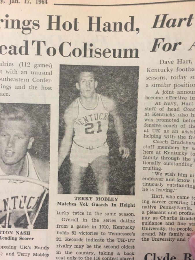Sophomore basketball Terry Mobley was featured in the Jan. 17, 1964 Kentucky Kernel. Mobley died Monday, Feb. 12. 
