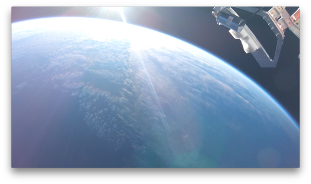 A screenshot taken from GoPro footage of the reentry devices flight provided by the Kentucky Reentry Universal Payload System or KRUPS.