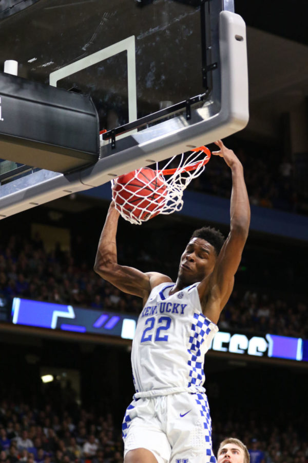 Kentucky+freshman+guard+Shai+Gilgeous-Alexander+dunks+the+ball+during+the+game+against+Davidson+College+in+the+first+round+of+the+NCAA+tournament+on+Thursday%2C+March+15%2C+2018%2C+in+Boise%2C+Idaho.+Kentucky+defeated+Davidson+78-73.+Photo+by+Arden+Barnes+%7C+Staff
