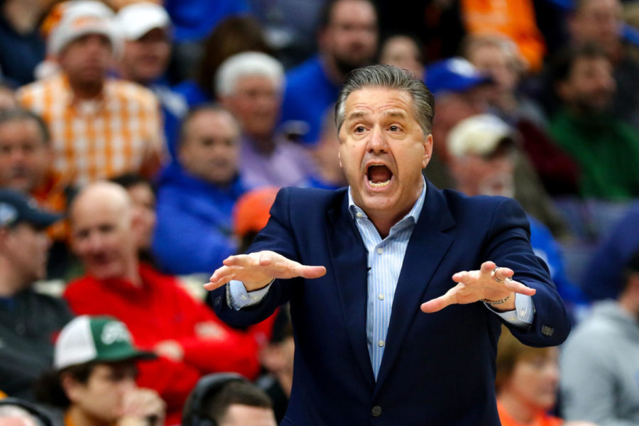 Kentucky+head+coach+John+Calipari+yells+at+the+court+during+the+game+against+Tennessee+in+the+SEC+tournament+championship+on+Sunday%2C+March+11%2C+2018%2C+in+St.+Louis%2C+Missouri.+Kentucky+defeated+Tennessee+77-72.+Photo+by+Arden+Barnes+%7C+Staff