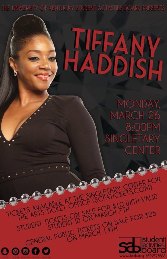 Tiffany Haddish will be performing at the Singletary Center for the Arts on March 26.