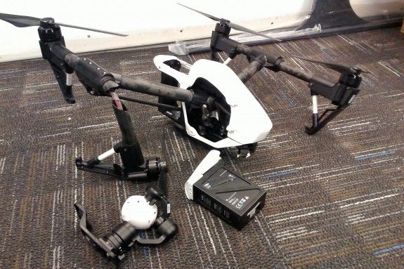 A student crashed this drone into Commonwealth Stadium during UK’s first football game of the 2015 season. Photo provided by UK Public Relations