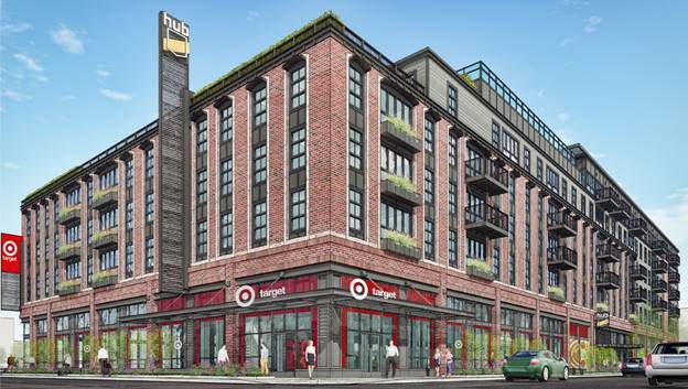 Rendering of the small-format Target store that will be opened at 500 S. Upper St. in the summer of 2019, on the ground floor of Hub at Campus Lexington. Rendering provided by Target press relations. 
