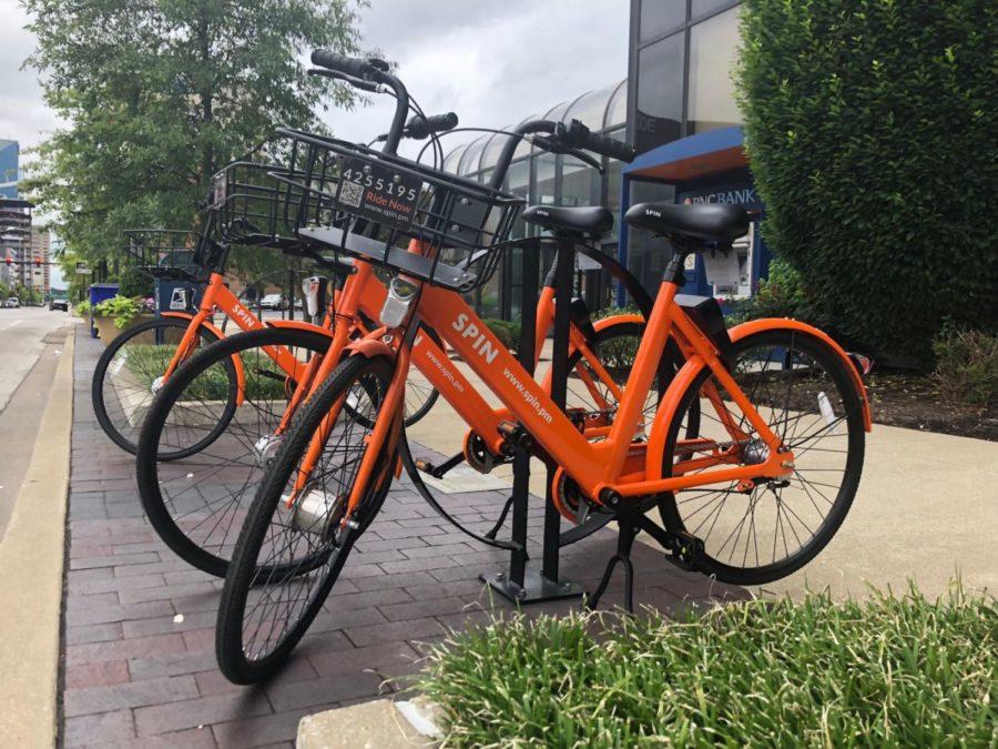 Lextran announced last week that Spin bicycles will be able to be rented around the city by anyone with the Spin app on their phone. Photo by Rick Childress | Staff