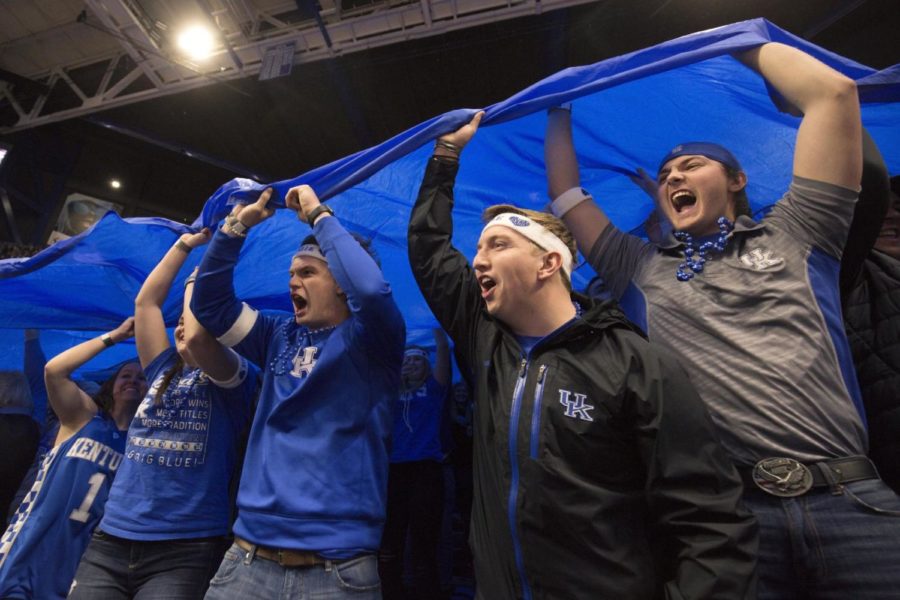 UK Students cheer prior to starting lineups during the game against Tennessee on Tuesday, February 6, 2018 in Lexington, Ky. Tennessee defeated Kentucky 61-59. Photo by Hunter Mitchell.