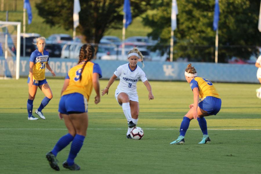 University of Kentucky womens soccer played for their 3rd straight win of the season against Morehead State on August 23rd, 2018. Photo by Michael Clubb | Staff