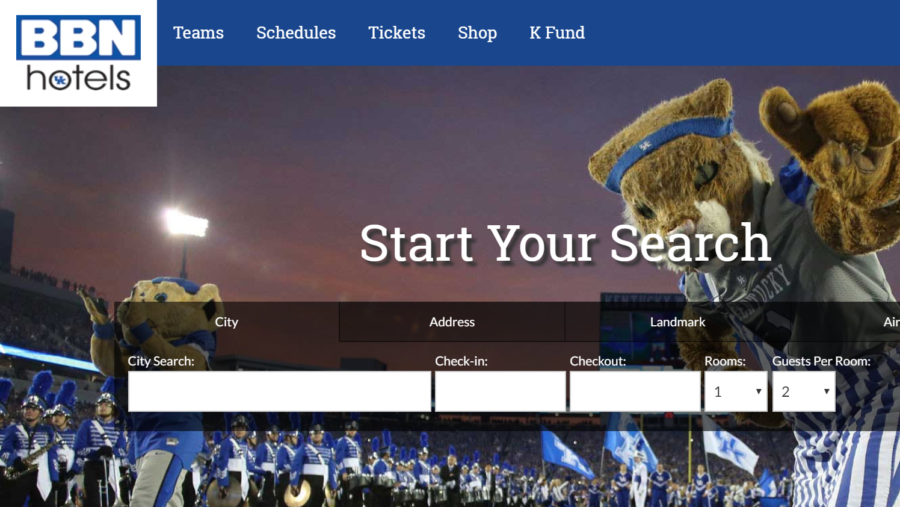 BBN Hotels is UK Athletics new hotel booking websit. Two dollars from every booking goes to DanceBlue. Screenshot taken on Aug. 28, 2018.