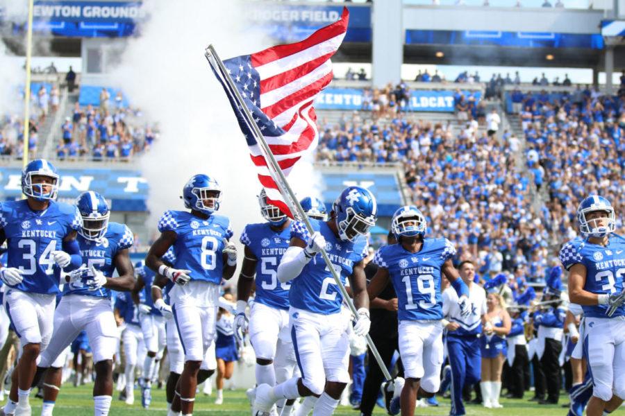 Kentucky+football+runs+out+of+the+tunnel+during+the+game+against+Central+Michigan+on+Saturday%2C+September+1%2C+2018+in+Lexington%2C+Ky.+Photo+by+Chase+Phillips+%7C+Staff