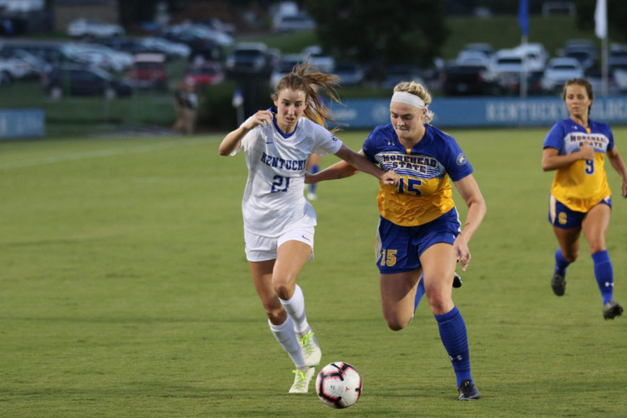 University of Kentucky womens soccer played for their 3rd straight win of the season against Morehead State on August 23rd, 2018. Photo by Michael Clubb | Staff