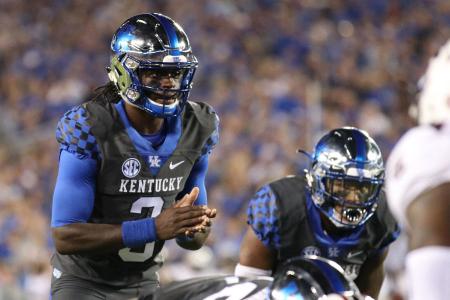 Terry Wilson waits for the snap during the game against South Carolina on Saturday, September 29, 2018 in Lexington, Ky. Photo by Chase Phillips | Staff
