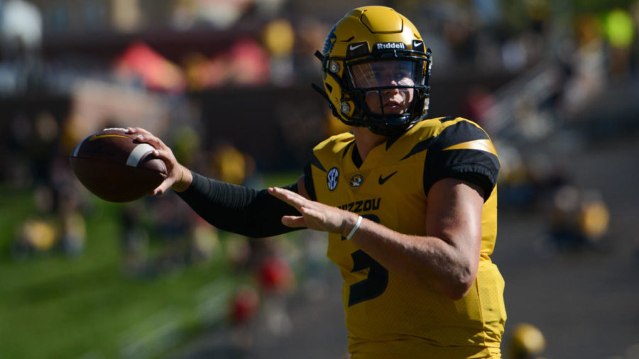 University of Missouri quarterback Drew Lock makes a pass against Georgia on Saturday, Sept. 22, 2018. Photo by Adam Cole | The Maneater (University of Missouris independent student news publication) 