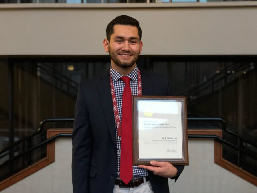 Kernel news editor Rick Childress was named Associated Collegiate Press Reporter of the Year at the National College Media Convention on Oct. 27, 2018, in Louisville, Kentucky. Photo by Lauryn Haas | Staff 