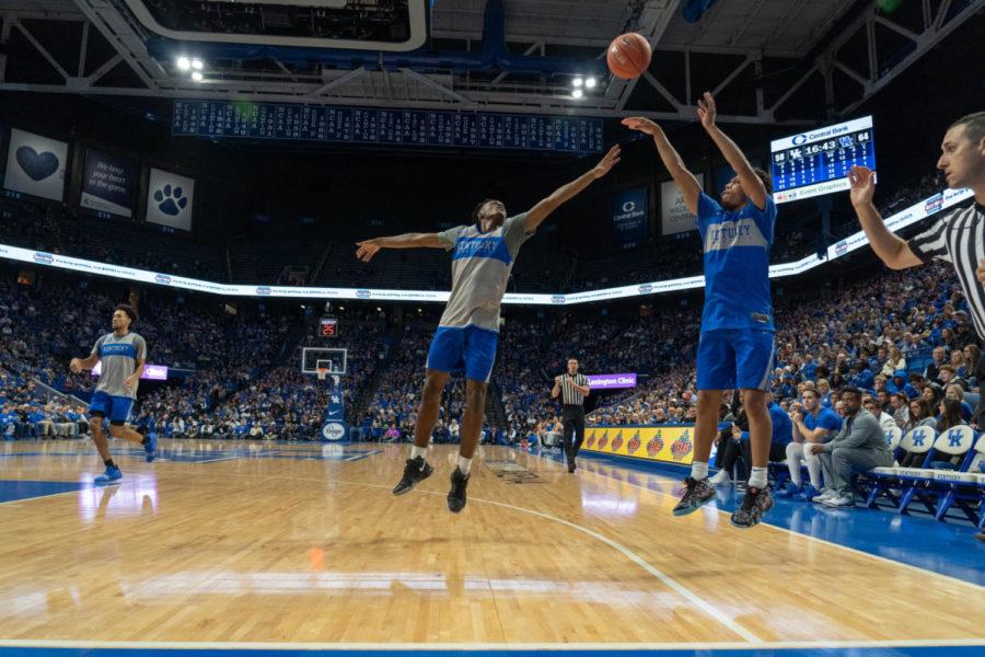 Quade+Green+puts+up+the+three-pointer+during+the+Blue-White+game+on+Sunday+Oct.+21%2C+2018%2C+at+Rupp+Arena+in+Lexington%2C+Kentucky.+Photo+by+Connor+Woods+%7C+Staff