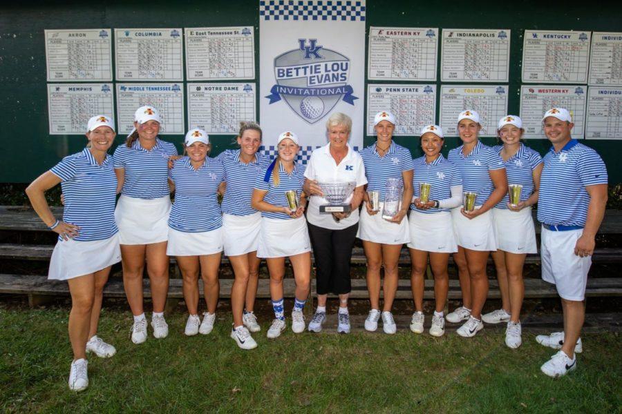 The womens golf teams wins the Bettie Lou Evans Invitational tournament on October 7th, 2018. Photo by Mark Mahan | UK Athletics