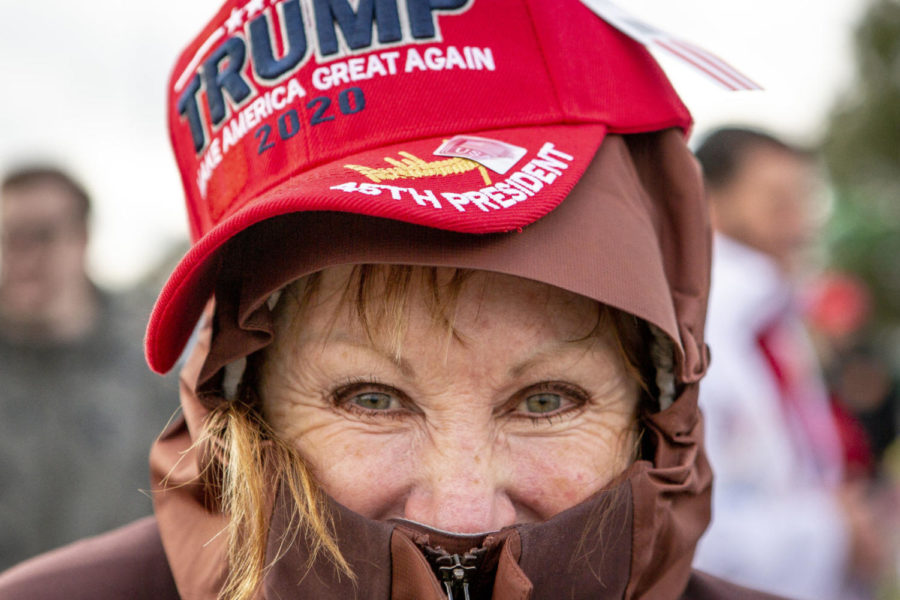 Teresa Ball, a McCurry county native, waits in line for President Donald Trumps rally on Saturday, Oct. 13, 2018, outside Alumni Coliseum on Eastern Kentucky Universitys campus in Richmond, Kentucky. Photo by Arden Barnes | Staff