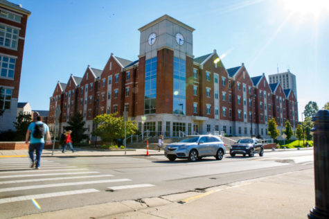Construction has been completed on Woodland Ave in front of Chellgren Hall in Lexington, Kentucky. Photo by Jordan Prather | Staff.