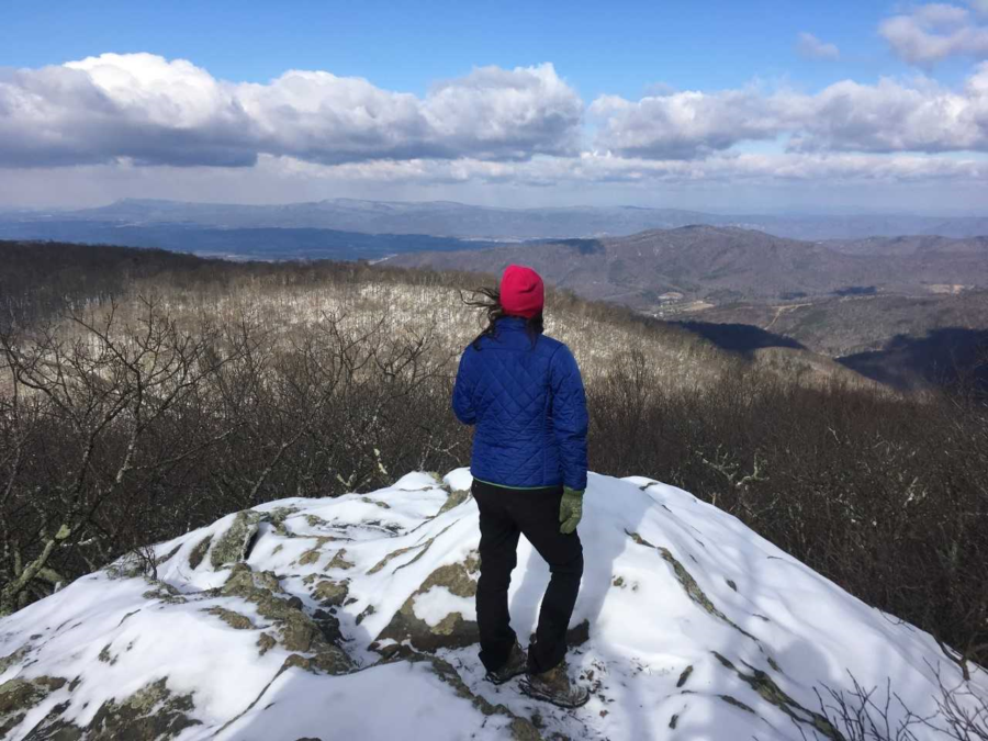 Ansley+McElroy%2C+founder+of+the+Backpacking+Club%2C+enjoys+the+rewarding+view+after+a+hike.