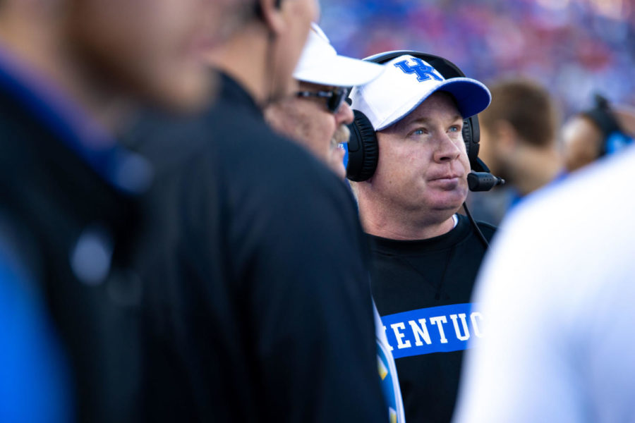 Kentucky+Wildcats+head+coach+Mark+Stoops+looks+up+at+the+scoreboard+during+the+game+against+Georgia+on+Saturday%2C+Nov.+3%2C+2018%2C+at+Kroger+Field+in+Lexington%2C+Kentucky.+Photo+by+Jordan+Prather+%7C+Staff