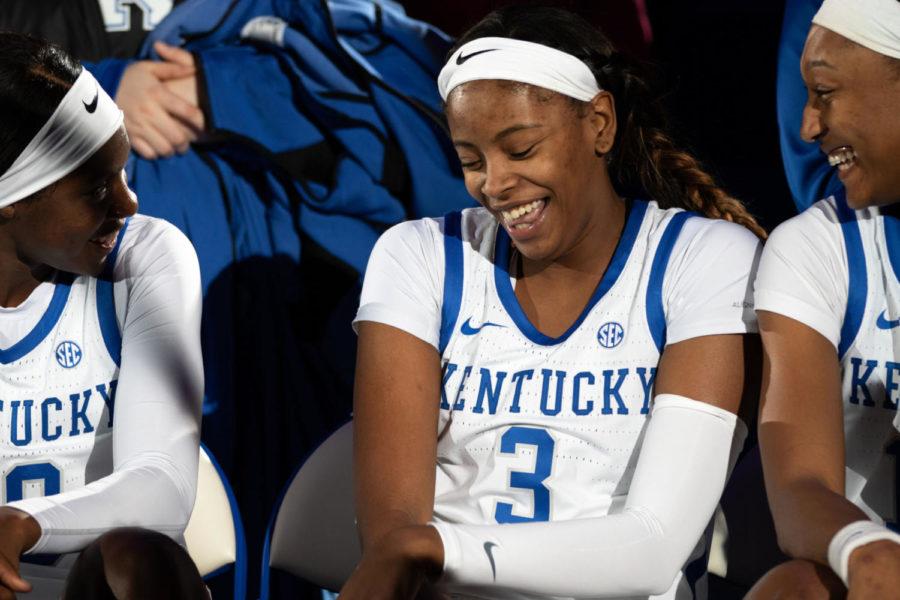 Sophomore+forward+Keke+McKinney+dancing+during+introductions+before+tipoff.+University+of+Kentucky+womens+basketball+team+defeated+University+of+Virginia+63-51+at+Rupp+Arena+on+Thursday%2C+Nov.+15%2C+2018+in+Lexington%2C+Kentucky.+Photo+by+Michael+Clubb+%7C+Staff