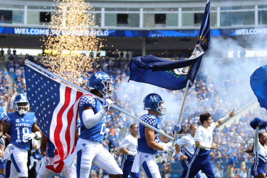Kentucky+football+runs+out+of+the+tunnel+during+the+game+against+Central+Michigan+on+Saturday%2C+September+1%2C+2018+in+Lexington%2C+Ky.+Photo+by+Chase+Phillips+%7C+Staff