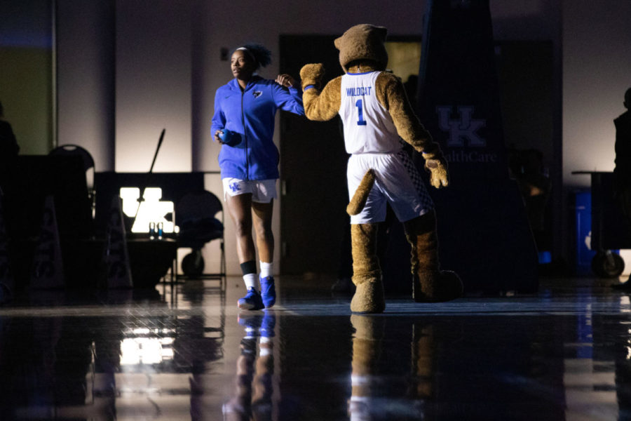 Sophomore forward Keke McKinney being introduced before the game. University of Kentucky women's basketball team lost to South Carolina 74-70 at Memorial Coliseum on Thursday, Jan. 31, 2018, in Lexington, Kentucky. Photo by Michael Clubb| Staff