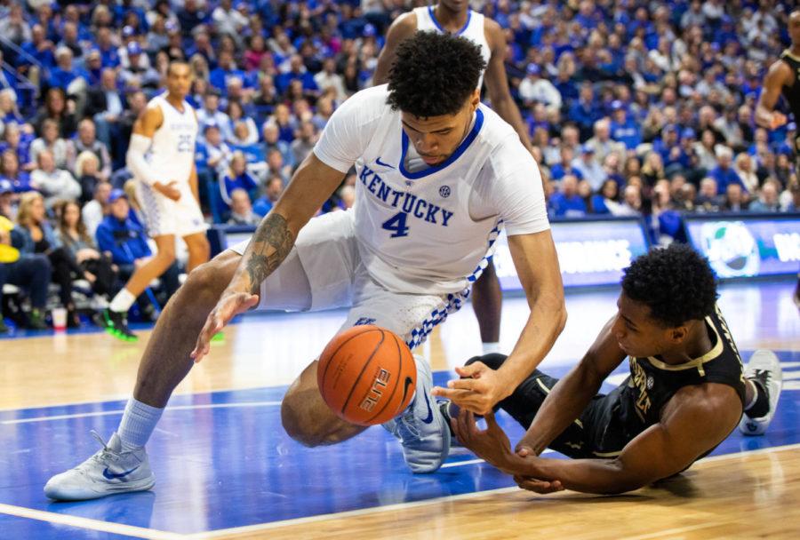 Kentucky+sophomore+forward+Nick+Richards+dives+for+a+loose+ball+during+the+game+against+Vanderbilt+on+Saturday%2C+Jan.+12%2C+2019%2C+at+Rupp+Arena+in+Lexington%2C+Kentucky.+Kentucky+won+with+a+final+score+of+56-47.+Photo+by+Jordan+Prather+%7C+Staff