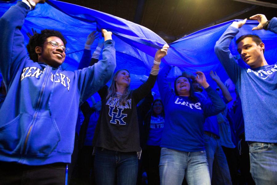 Students+in+the+ERUPPtion+Zone+hold+the+Kentucky+flag+prior+to+the+game+against+Vanderbilt+on+Saturday%2C+Jan.+12%2C+2019%2C+at+Rupp+Arena+in+Lexington%2C+Kentucky.+Kentucky+won+with+a+final+score+of+56-47.+Photo+by+Jordan+Prather+%7C+Staff
