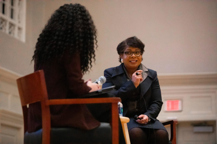 April Ryan speaks at Memorial Hall on Friday, January 25. Photo by Pete Comparoni | UKphoto