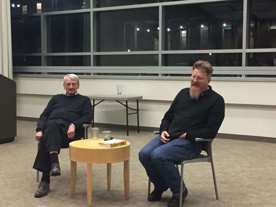 Gurney Norman (left) and Robert Gipe (right) speak about Appalachian storytelling. 