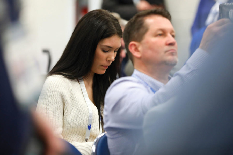 The Kentucky Kernels sport editor, Erika Bonner, takes notes during a post-game press conference with John Calipari at Rupp Arena on Tuesday, Feb. 26, 2019, in Lexington, Kentucky. Photo by Michael Clubb | Staff