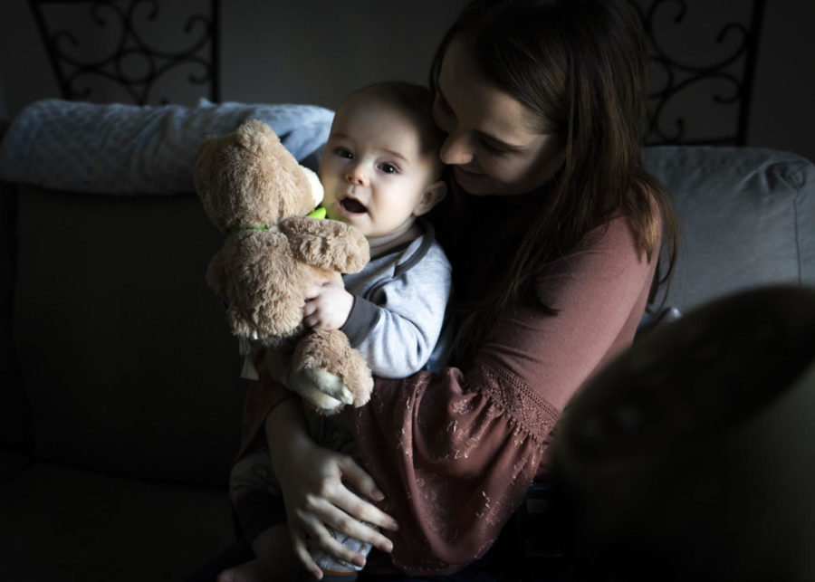 Mikayla Mitchell holds her son Judah in her apartment in Lexington, Kentucky, on Feb. 15, 2019.