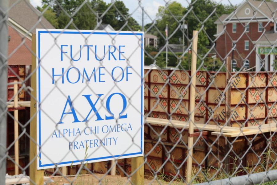 The organization was established on UKs campus in 2015. Just last year, AXO received a new sorority house located off Columbia Avenue. Prior to receiving the house, they were borrowing venues and other sorority and fraternity houses to host their sorority-wide events.This photo taken Thursday, Aug. 24, 2017, shows their house under construction. Their house is now completed. Chase Phillips | Staff