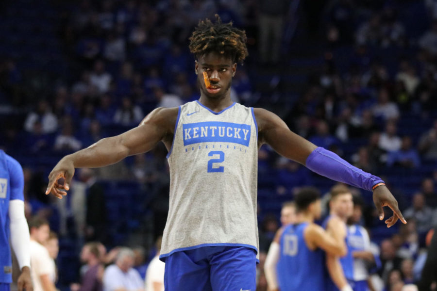 Khalil+Whitney+prepares+to+take+the+court+during+the+Blue-White+Game+on+Friday%2C+October+18%2C+2019+in+Lexington%2C+Ky.+Photo+by+Chase+Phillips+%7C+Staff