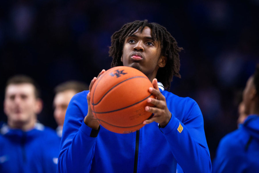 Kentucky+freshman+guard+Tyrese+Maxey+warms+up+before+the+game+against+the+University+of+Alabama+at+Birmingham+on+Friday%2C+Nov.+29%2C+2019%2C+at+Rupp+Arena+in+Lexington%2C+Kentucky.+Kentucky+won+69-58.+Photo+by+Jordan+Prather+%7C+Staff