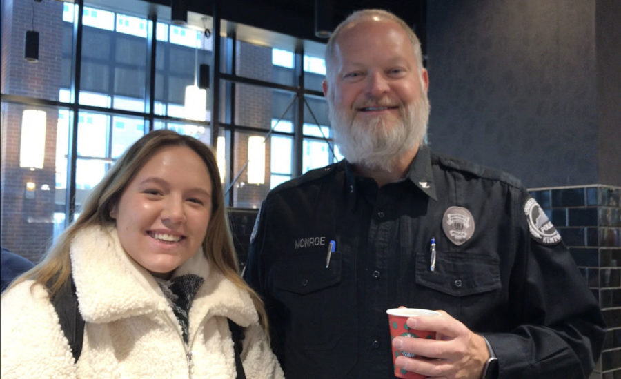 UK Junior Sarah Claustro and UKPD Chief Joe Monroe pose during this years Coffee with a Cop event in the Starbucks inside Gatton Student Center.