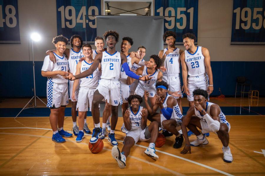 The+UK+men%E2%80%99s+basketball+team+poses+for+a+photo+during+media+day+on+Thursday%2C+Sept.+19%2C+2019%2C+at+the+University+of+Kentucky+in+Lexington%2C+Kentucky.+Photo+by+Michael+Clubb+%7C+Staff
