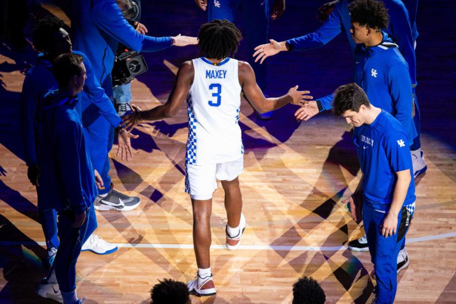 Kentucky+freshman+guard+Tyrese+Maxey+is+introduced+into+the+starting+lineup+for+the+game+against+Fairleigh+Dickinson+University+on+Saturday%2C+Dec.+7%2C+2019%2C+at+Rupp+Arena+in+Lexington%2C+Kentucky.+Kentucky+won+83-52.+Photo+by+Jordan+Prather+%7C+Staff