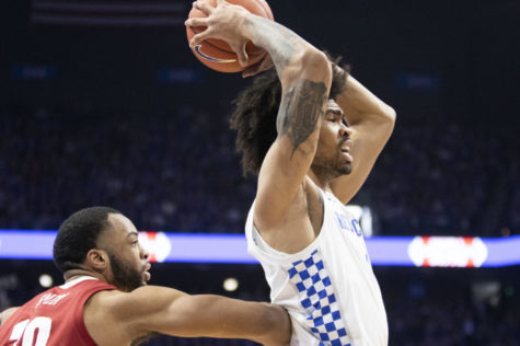 Kentucky junior forward Nick Richards holds the ball during the UK vs. University of Alabama basketball game on Saturday, January 11, 2020, at Rupp Arena in Lexington, Kentucky. UK defeated Alabama 76-67. Photo by Rick Childress | Staff