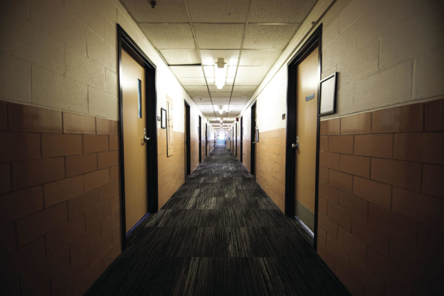 A hallway in the Blazer Dining building on Friday, Jan. 31, 2020, in Lexington, Kentucky. Photo by Jordan Prather | Staff