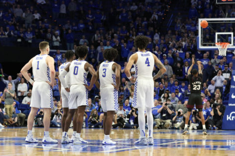 Kentucky watches free throws after John Calipari’s technical during the game against Mississippi State on Tuesday, February 4, 2020 in Lexington, Ky. Kentucky won 80-72. Photo by Chase Phillips | Staff